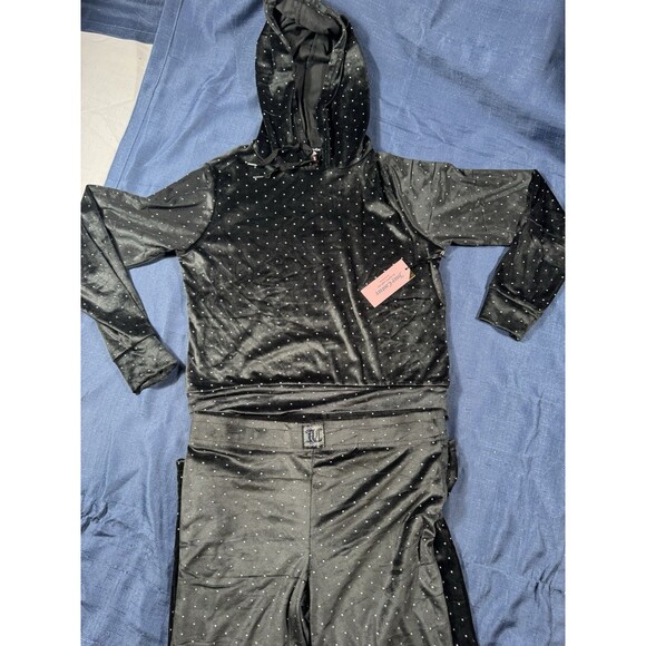 Juicy Couture Pants - Juicy Couture Velour Lounge Set Womens S Black Rhinestone Hoodie Pants Y2K